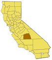 Map of California with Tulare County highlighted